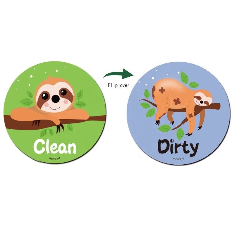 Reversible Cartoon Animal Kitchen Dishwasher Clean Sign Magnet