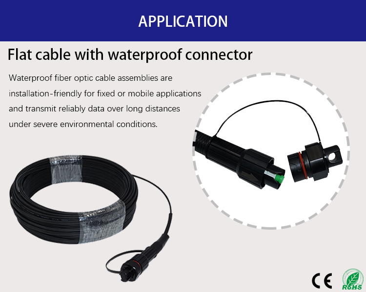 Outdoor Flat 2 Core Fiber Cable Single Mode With CE Certified