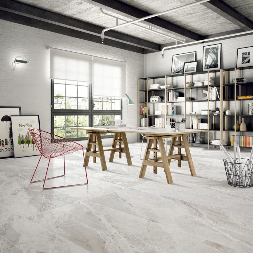 Indoor And Outdoor Marble Look Porcelain Tile Chemical Resistant