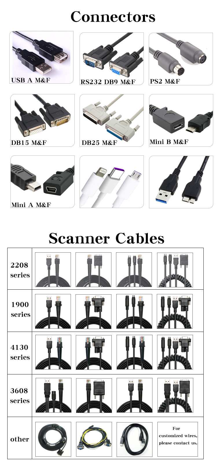 Rs232 DB9 Female RJ45 Barcode Scanner Cables 8P8C 10P 10C 2m For Ls2208 Ds2208