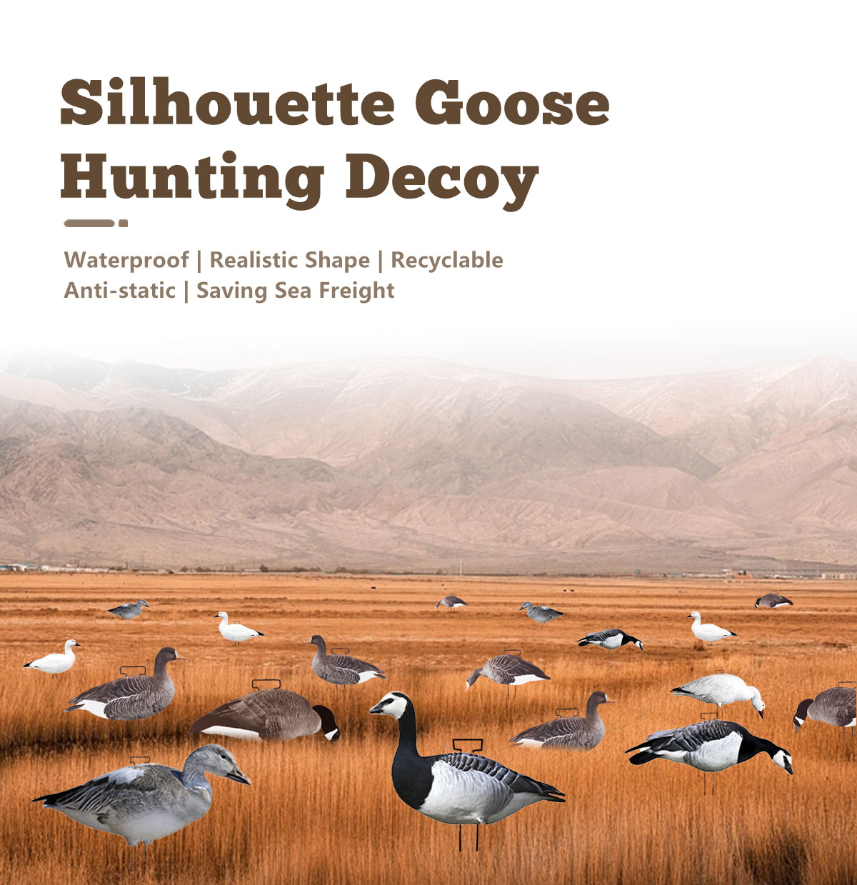 Snow Goose Hunting Decoy Eva Plastic Flocked Silhouette Geese Decoys Juvenile Geese Design