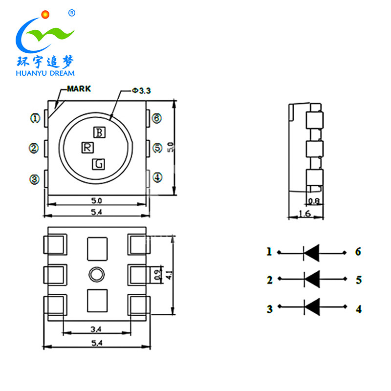 RoHS Multi Color SMD LED Type 5050 RGB 3 In 1 High Brightness For Tunnel Lighting
