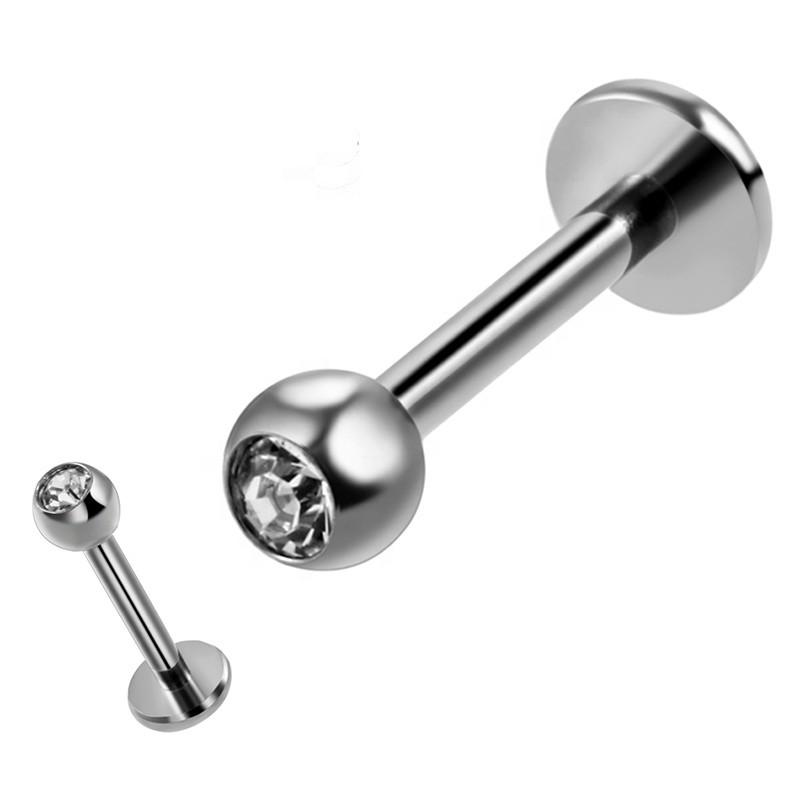 Clear Round Crystal Titanium Piercing Jewelry 16g 8mm Labret Press Fit