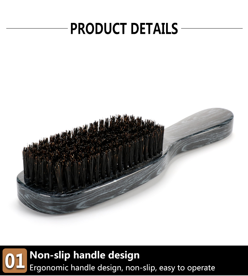 360 Soft Boar Bristle Brush For Men Marbling Beech Long Handle