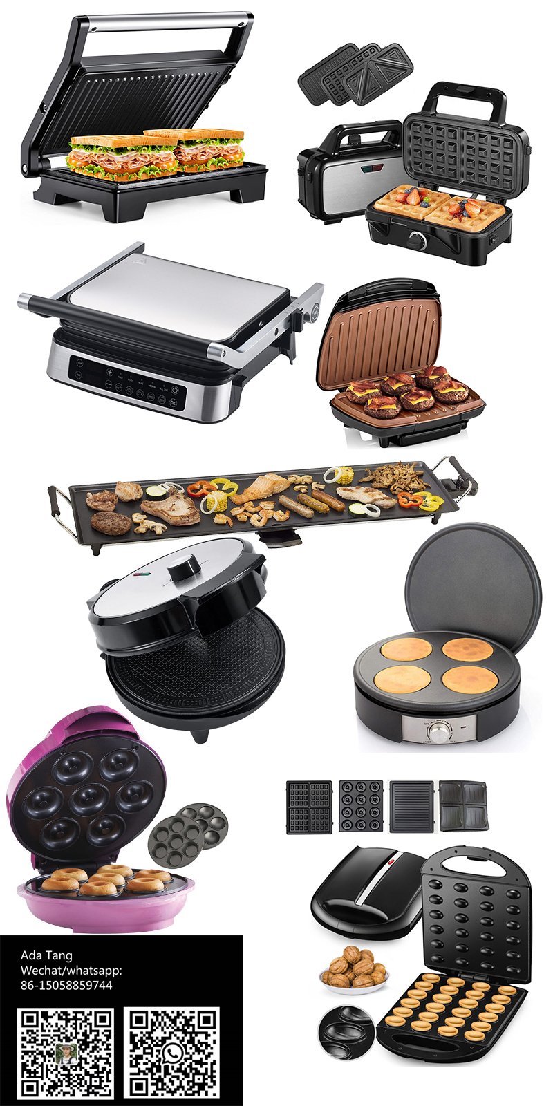 Portable 6 8 In 1 Non Stick Sandwich Bubble Waffle Maker Home