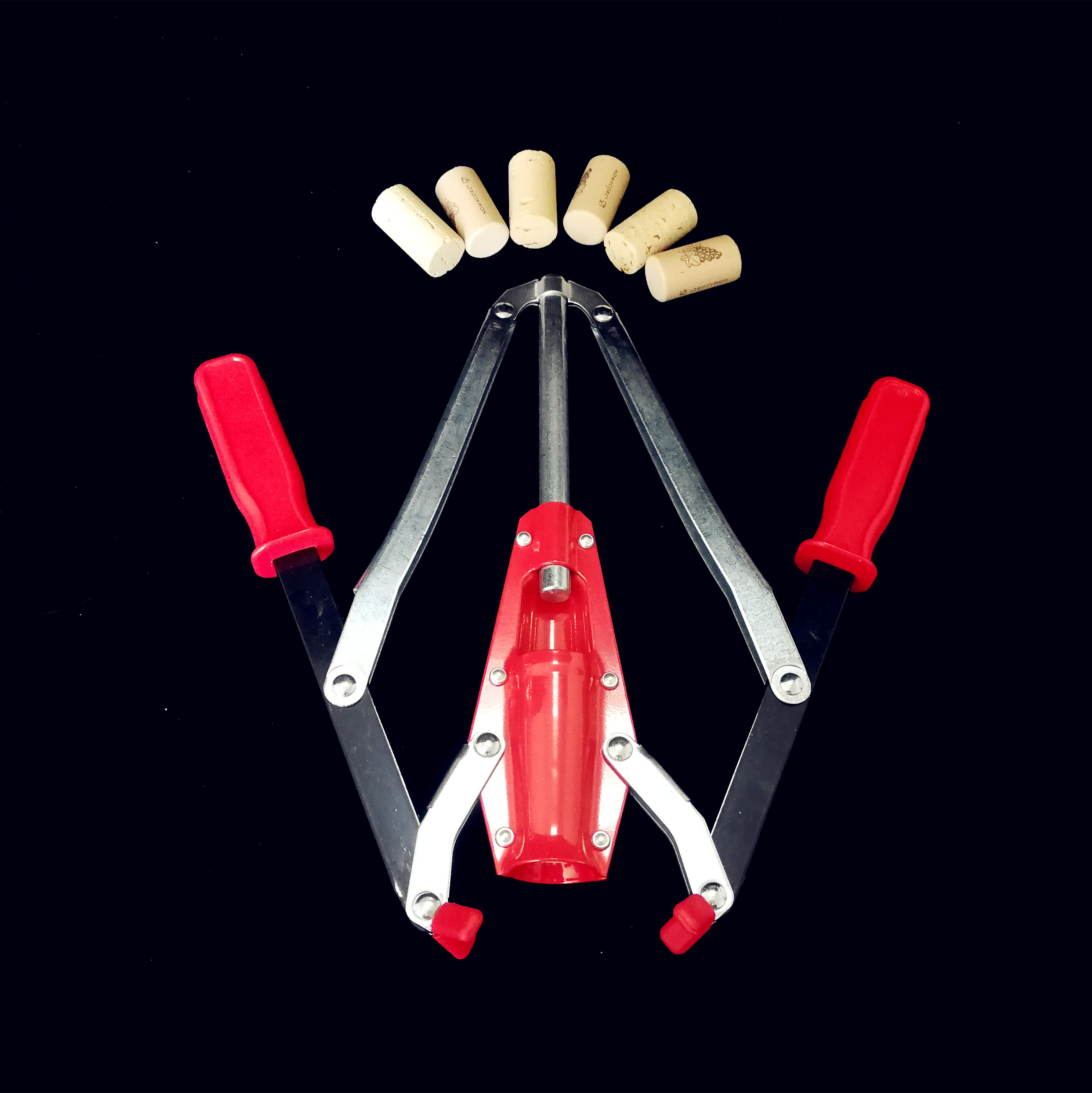 Plastic Handles Wine Bottle Hand Corker , Double Levered Wine Making Corker
