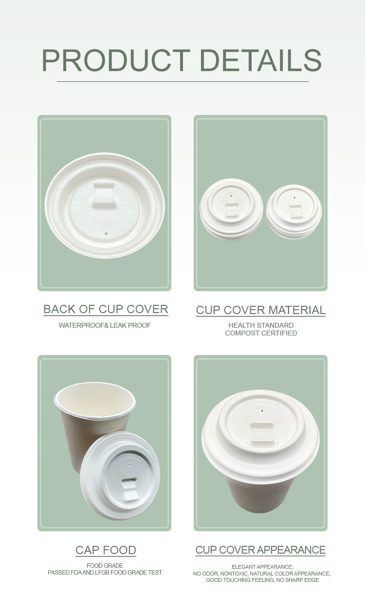 Sugarcane Cover Cup Disposable Hot Bubble Coffee Non Leak Cover Sippy Cup Lid Despenses Drink Into C