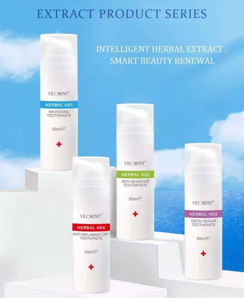 Herbal H01 Teeth Whitening Toothpaste with Sodium Phytate and Lemongrass Essential Oil for Effective Exogenous Stain Removal