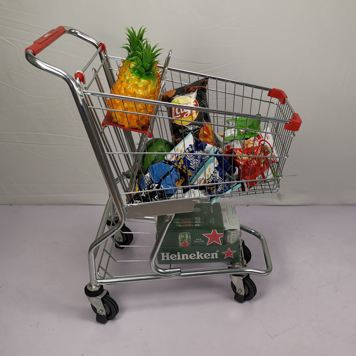 60L American Style Steel Shopping Cart Q195 Steel Chain Retail Shopping Trolley