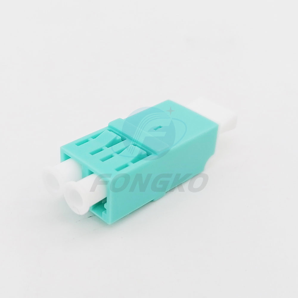 Duplex LC OM3 Plastic Optical Fiber Adapter with Metal Shutter Flangeless