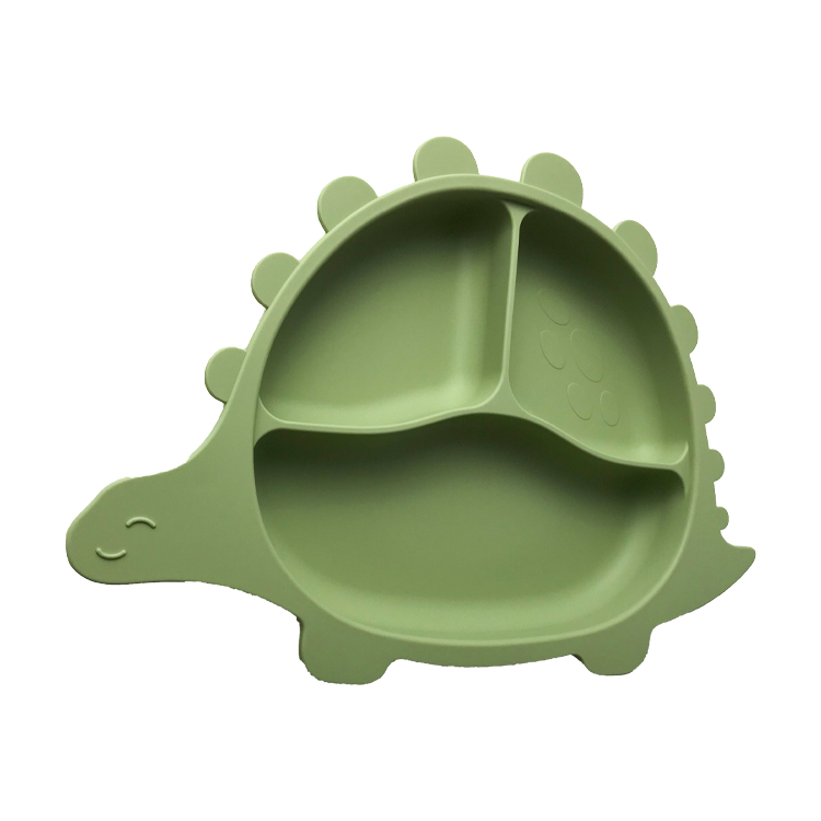Dinosaur Shape Silicone Eating Utensils Set Dishes Customized For Baby Feeding