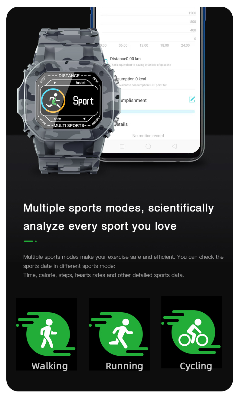 SDK Silicone Strap Smart Watch 0.96TFT Health Monitor Wrist Modify APP Customized Smart Watch