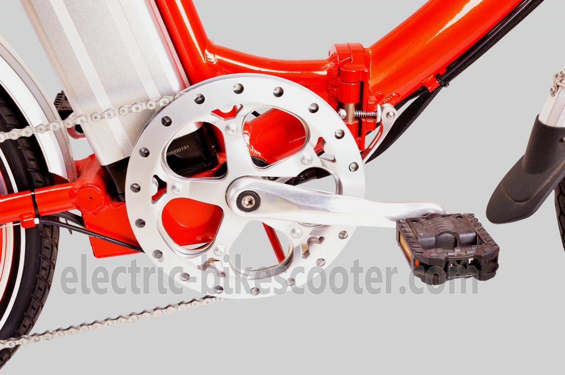 Red Citizen Lightweight Electric Folding Bike 20 Inch 36V 250W V Brake