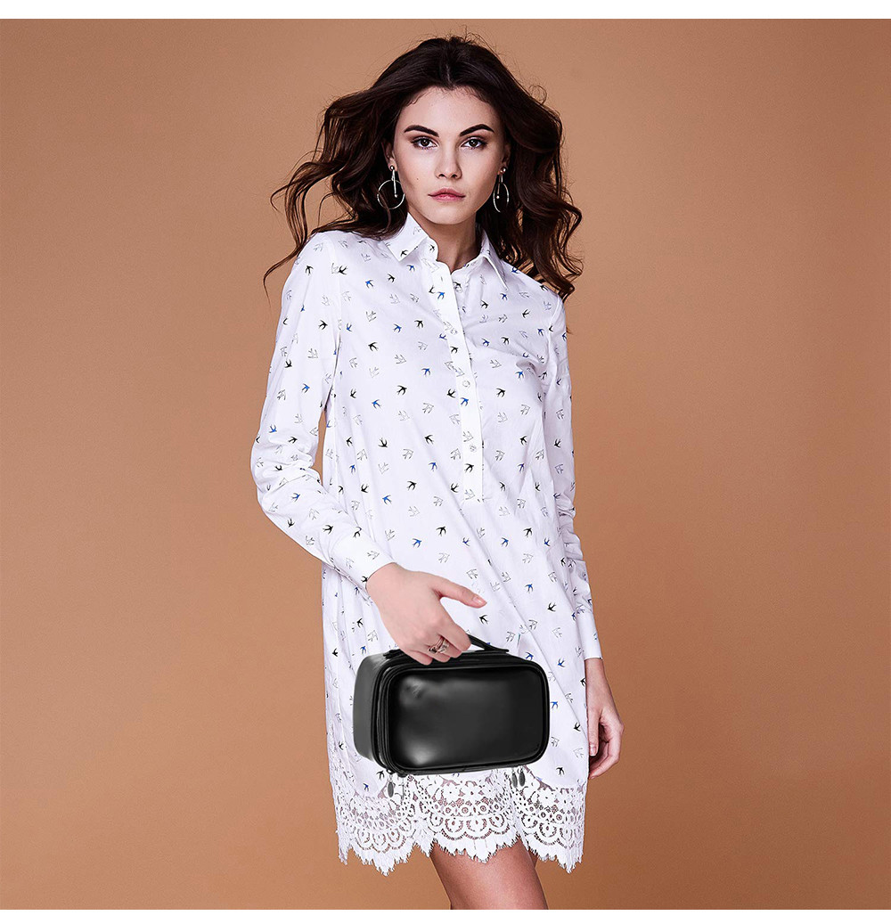 Multifunctional PU Makeup Travel Organizer With Brush Compartment