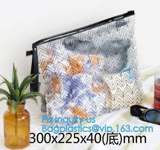 PVC transprent slider bag for packing underwear, Frosted Zip lockkk bag EVA PVC hanger bag for clothes, EVA frost drawstrin