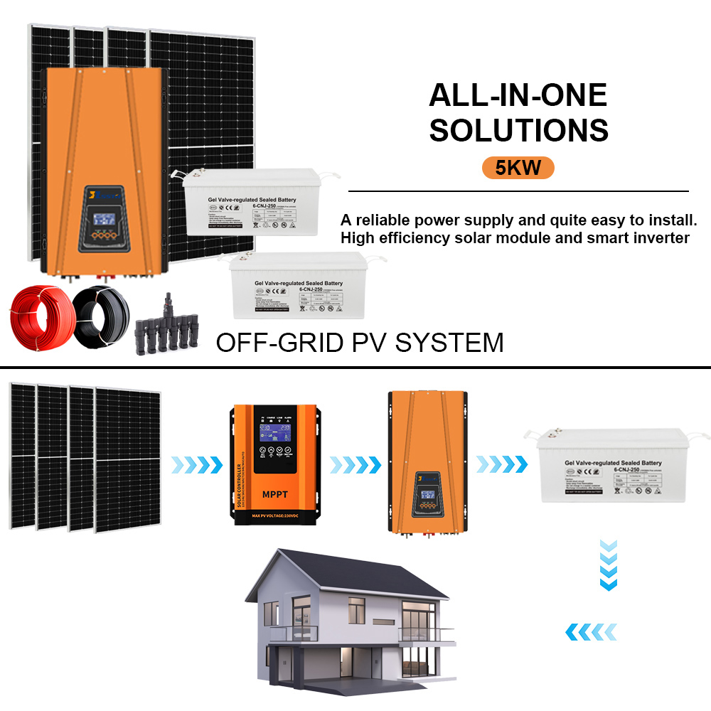 GEL Battery 5kw Complete Off Grid Solar Power Kits CE Rhos Fcc Certified