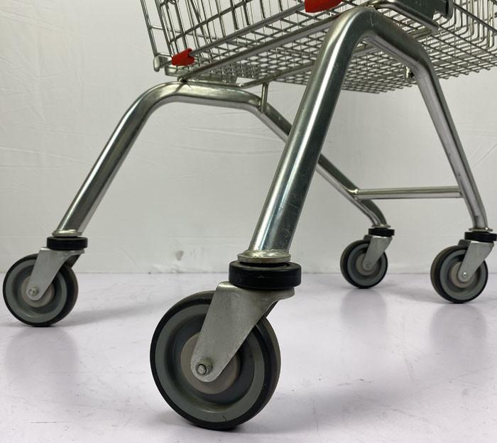 CE 125L Supermarket Shopping Trolley With Metal Wire Spacer 4" PU Wheels