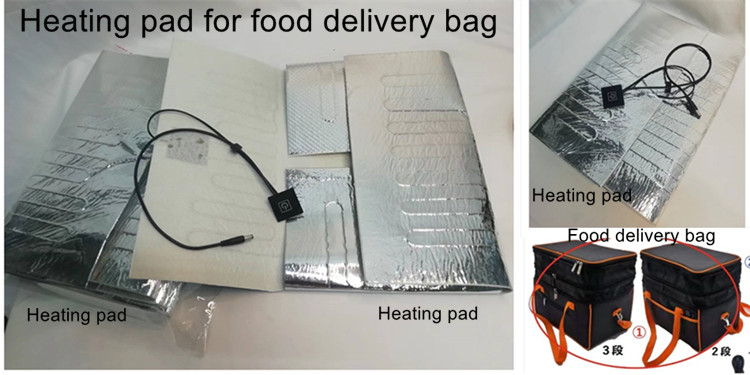 12V Aluminum Foil Heating Pad Size 25x25cm 30x30cm 35x35cm For Food Delivery