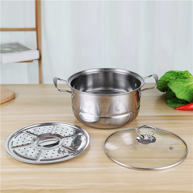 Glass Lid Stainless Steel 410 Cookware Set 12pcs Steamer Food Cooking Soup Pot