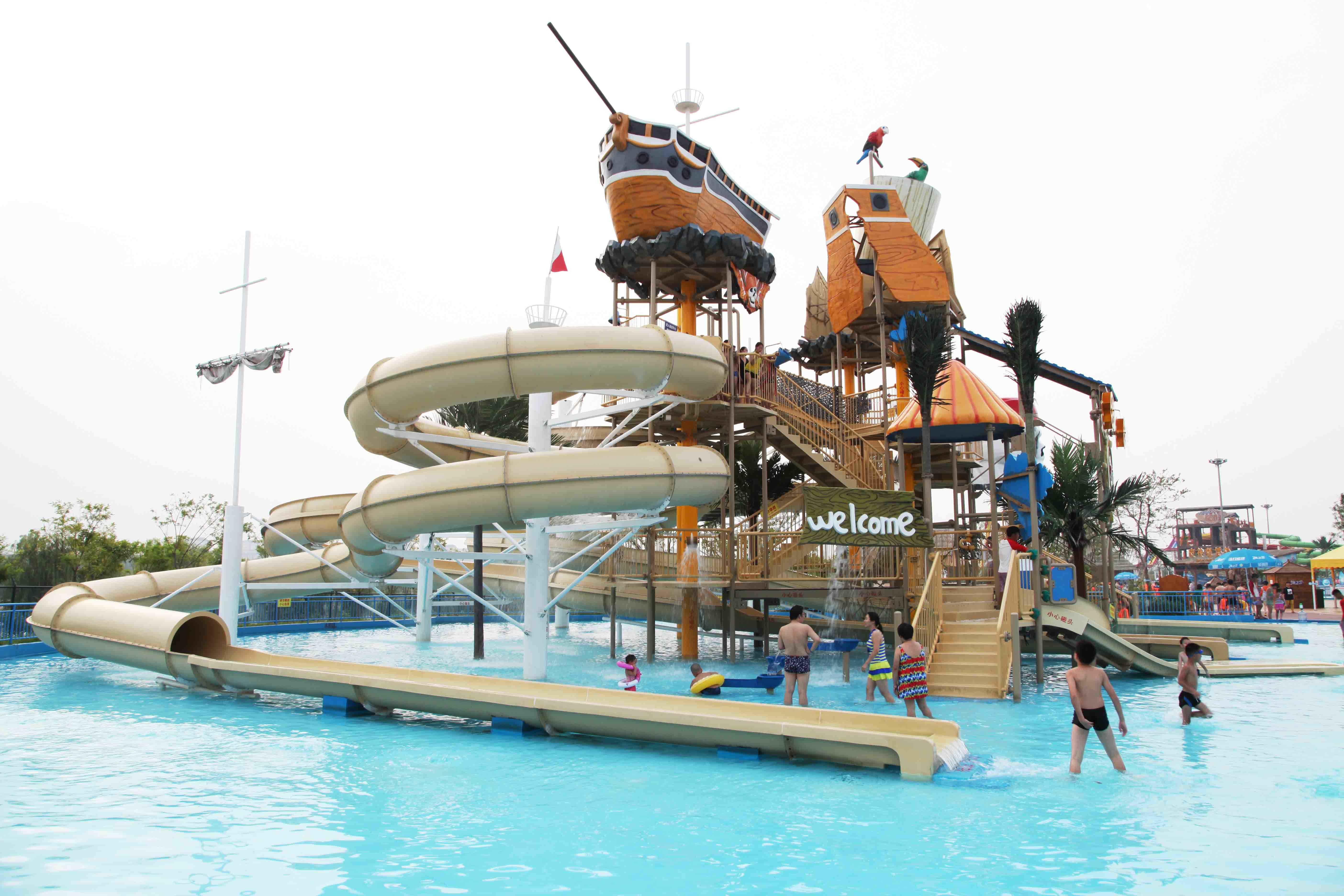 Fiberglass Aqua Playground Equipment / Customized Water Equipment For Kids