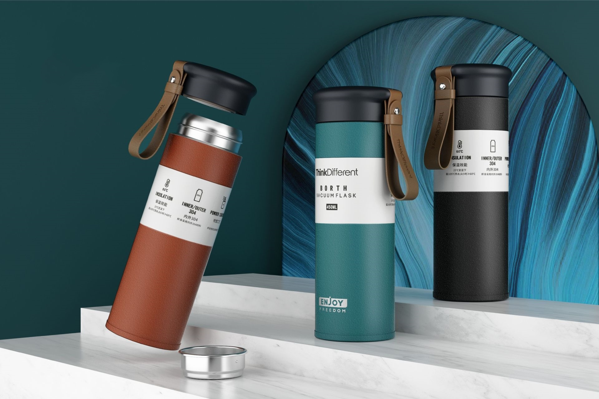 Insulated Thermo Metal Flask Water Bottle Water Canteen Stainless Steel For Hot Or Cold Drink