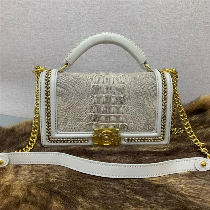 Authentic Crocodile Skin Women White Flap Purse Genuine Alligator Leather Lady Small Handbag Female Single Shoulder Bag