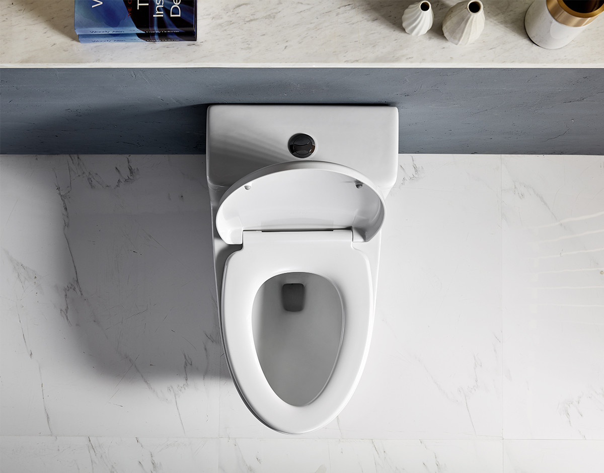 Sanitary Ware One Piece Toilets , Soft Closed Dual Flush S Trap Wc