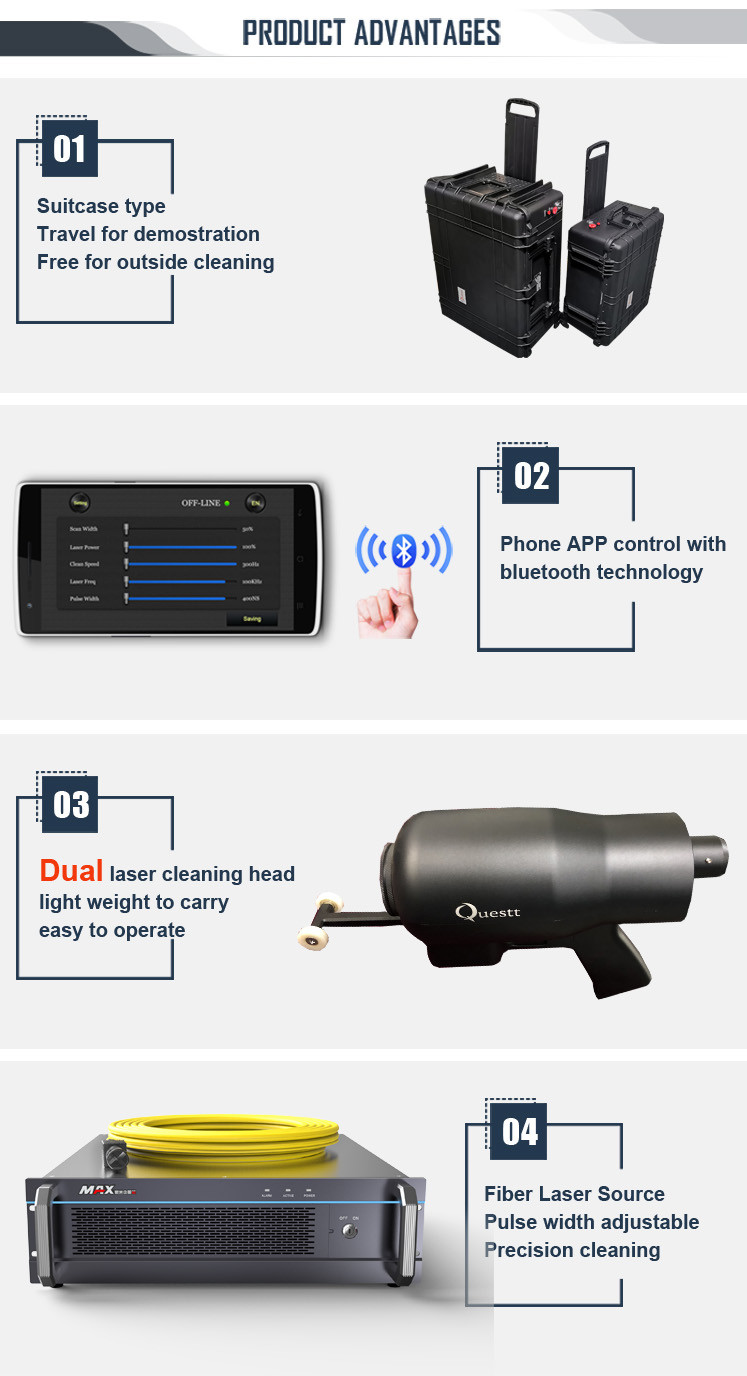 Suitcase Type 100W Laser Rust Removal Machine With Phone Bluetooth Operation