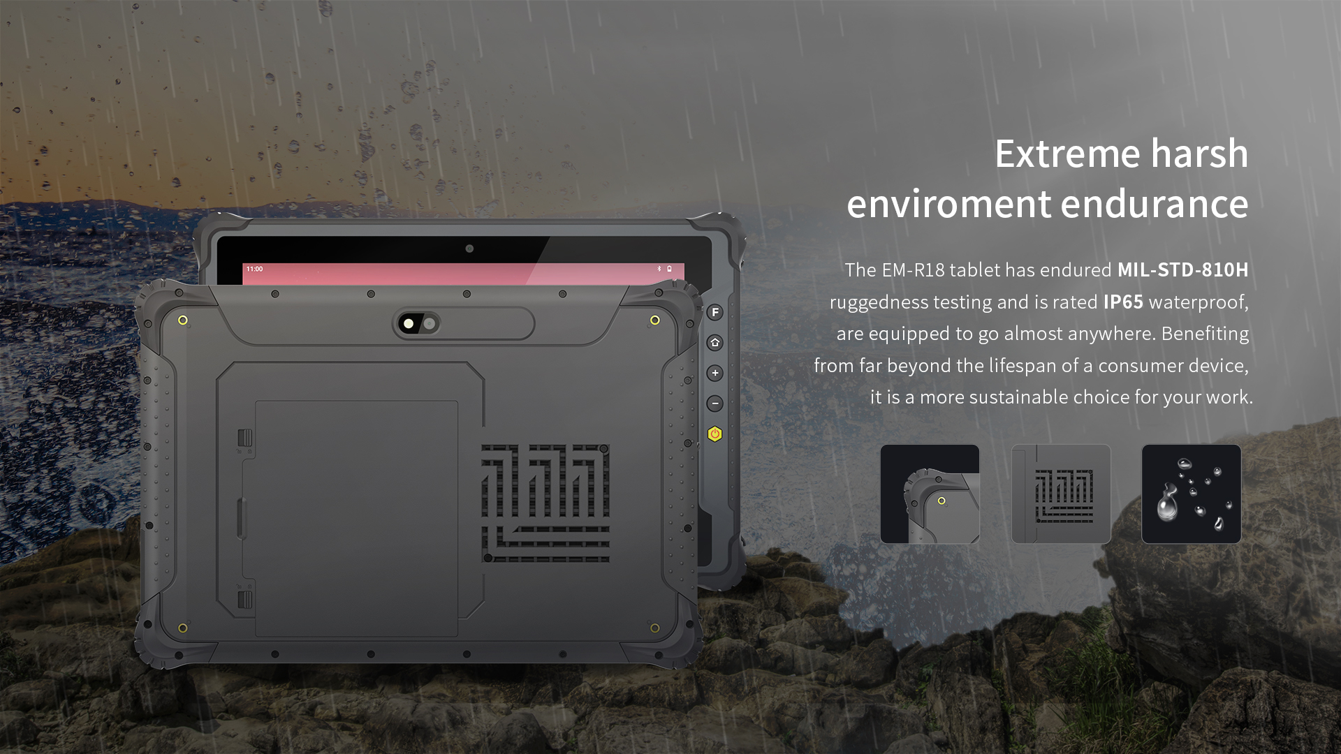 Waterproof Rugged Tablet 4G/NFC Handheld with Shockproof LCD Screen and Vehicle Mount