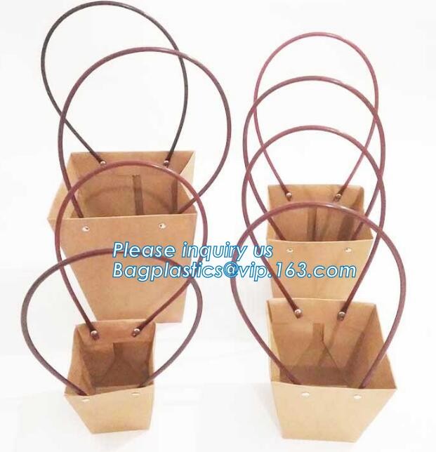 OEM Logo Printed Paper Packaging Bag Custom Good Quality Flower Carrier Bag,Art Paper Flower Carrier Bag Shopping Bags W