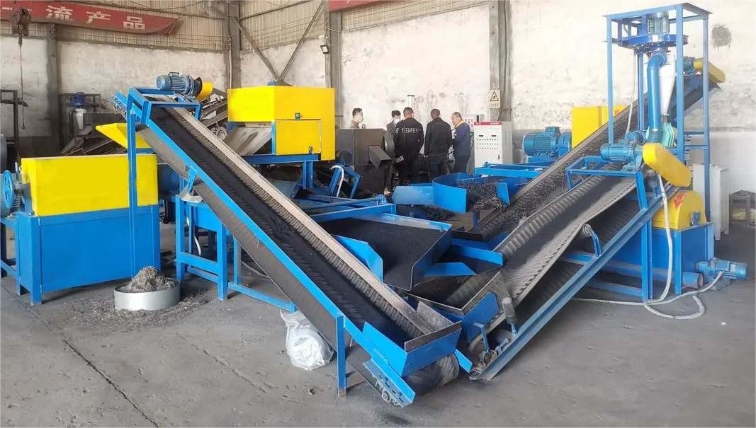 OEM Tire Rubber Recycling Machine Shredder Production Line For Mulch
