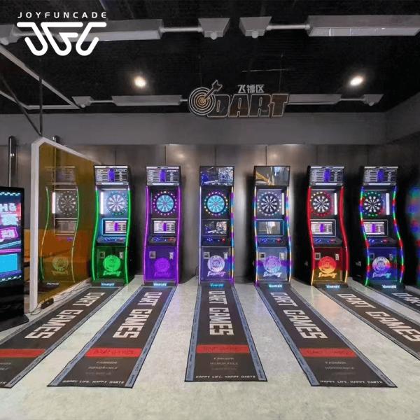Dart Arcade Cabinet Featuring Promotional Media Display Multilingual Interface