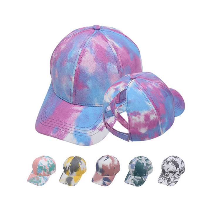 Tie Dye Criss Cross Band Ponytail Baseball Cap 58cm For Adults