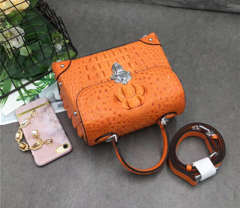Fashion Designer Genuine Crocodile Skin Female Small Purse Studs Handbag Exotic Alligator Leather Lady Shoulder Bag