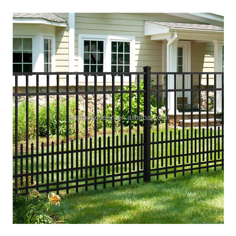 3m Black Aluminum Hot Dipped Galvanized Powder Coated Garden Steel Fence Panels With Post