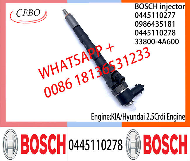 BOSCH injetor 0445110277 0445110278 Common fuel Injector 0986435181 0445110278 33800-4A600 for KIA/HYUNDAI 2.5CRDi