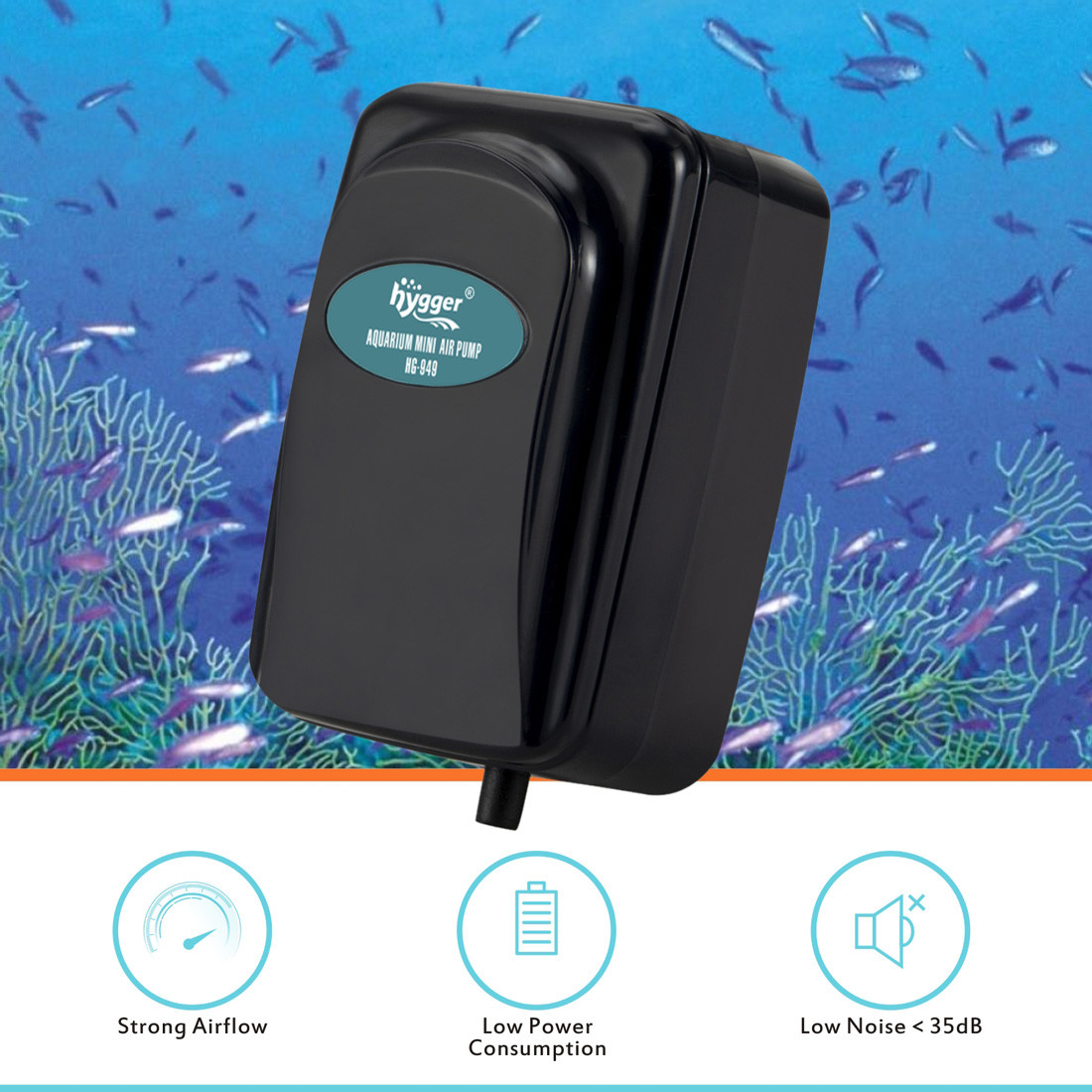 5W Adjustable Flow Aquarium Air Pump Oxygen Stable