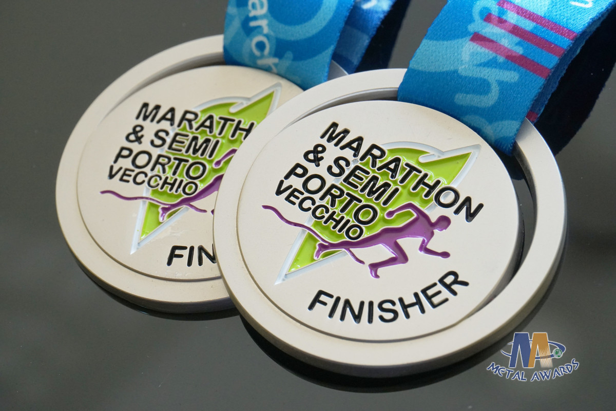 Kids Football And Marathon Finisher Metal Award Medals And Ribbons , Custom Baseball Medallion