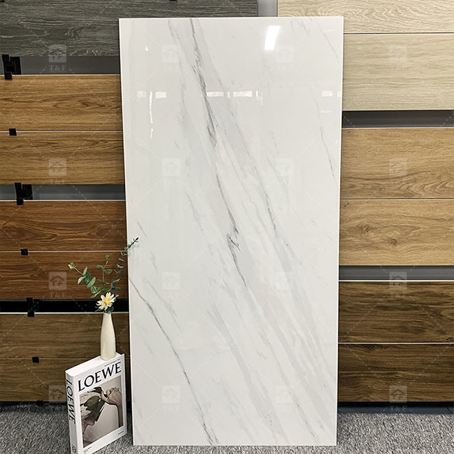 600x1200mm High Glossy Carrara White Polished Glazed Tile For Floor Marble Porcelain Tiles