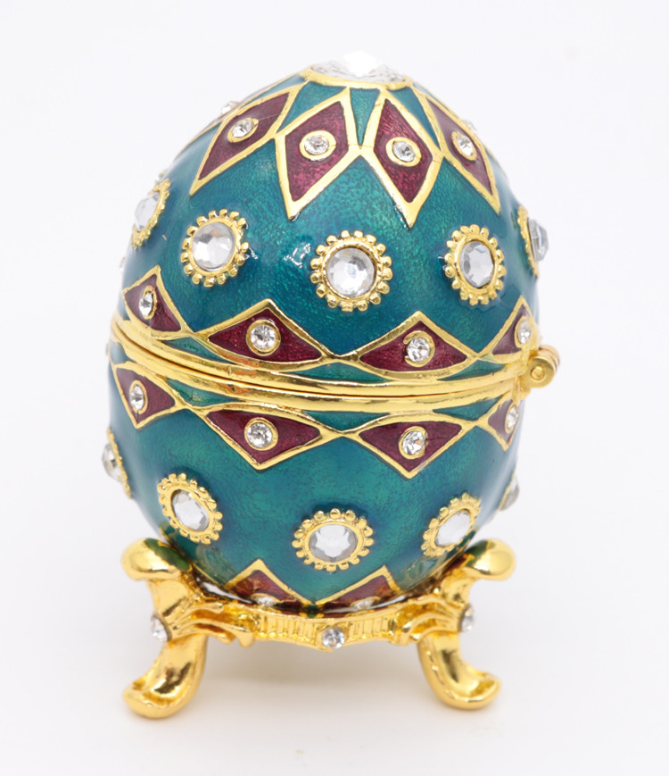 Faberge Egg Style Decorative Enameled Trinket Box Classic Russian Egg Jewelry Box Collectibles Unique Easter Egg Gift
