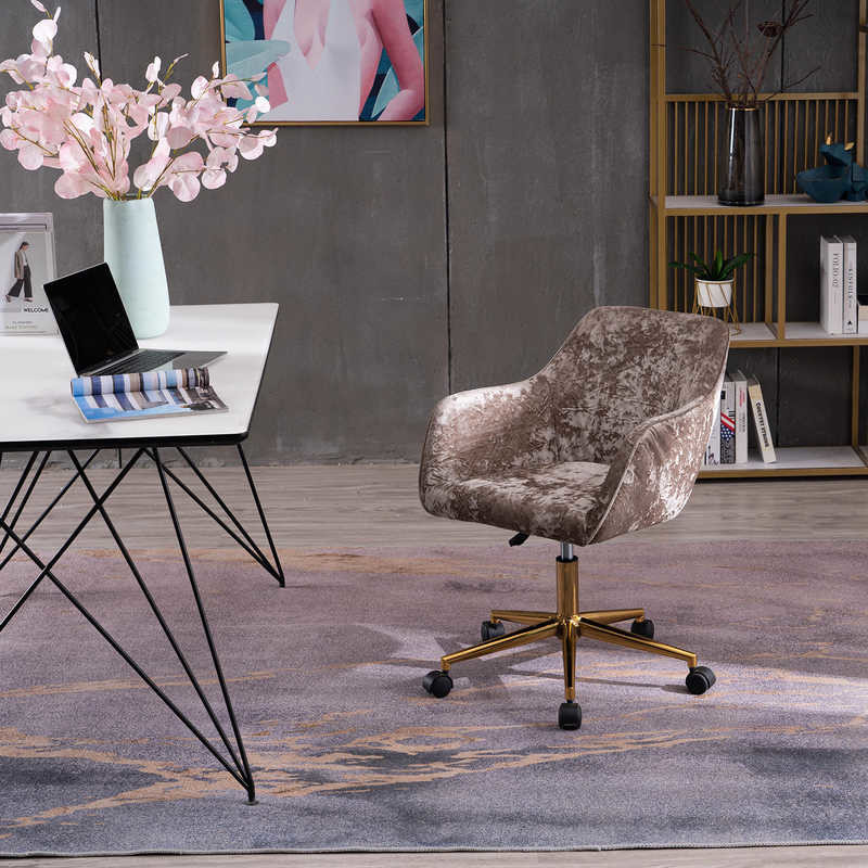 16.4 Pounds Home Office Desk Chair / H16.93" Grey Velvet Office Chair With Arms