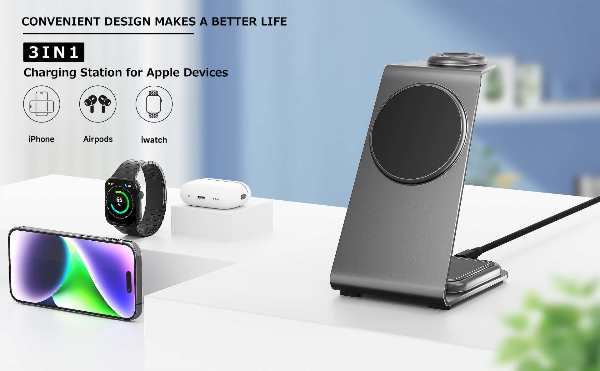 Magnetic Aluminum Alloy Wireless Charging for Smart Devices USB-C Input Custom Logo Support
