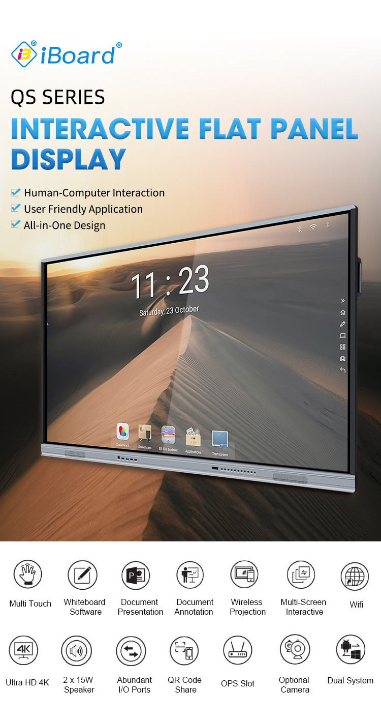 3840*2160 HD Infrared Interactive Whiteboard, CE Smart Board TV For School Education