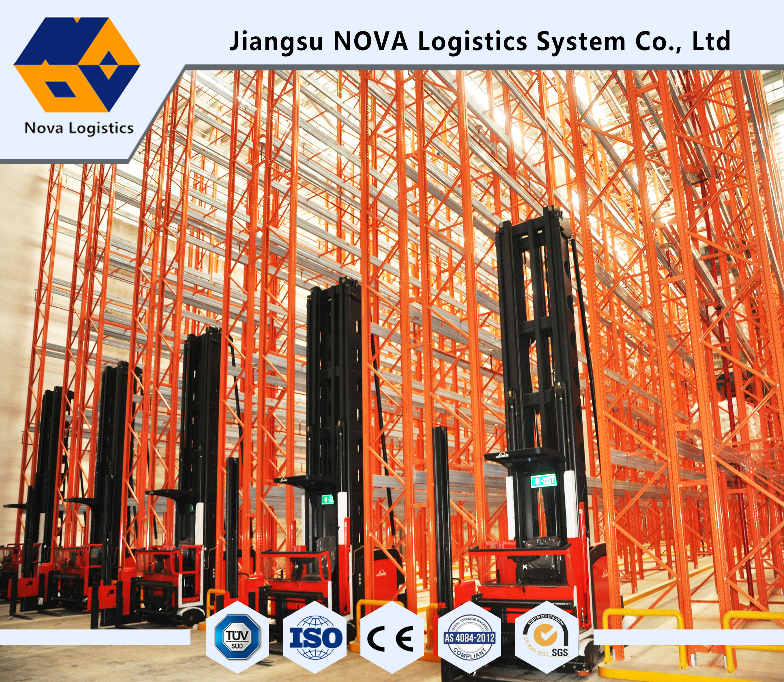 Color Customized VNA Heavy Duty Pallet Racking For Providing High Density Storage
