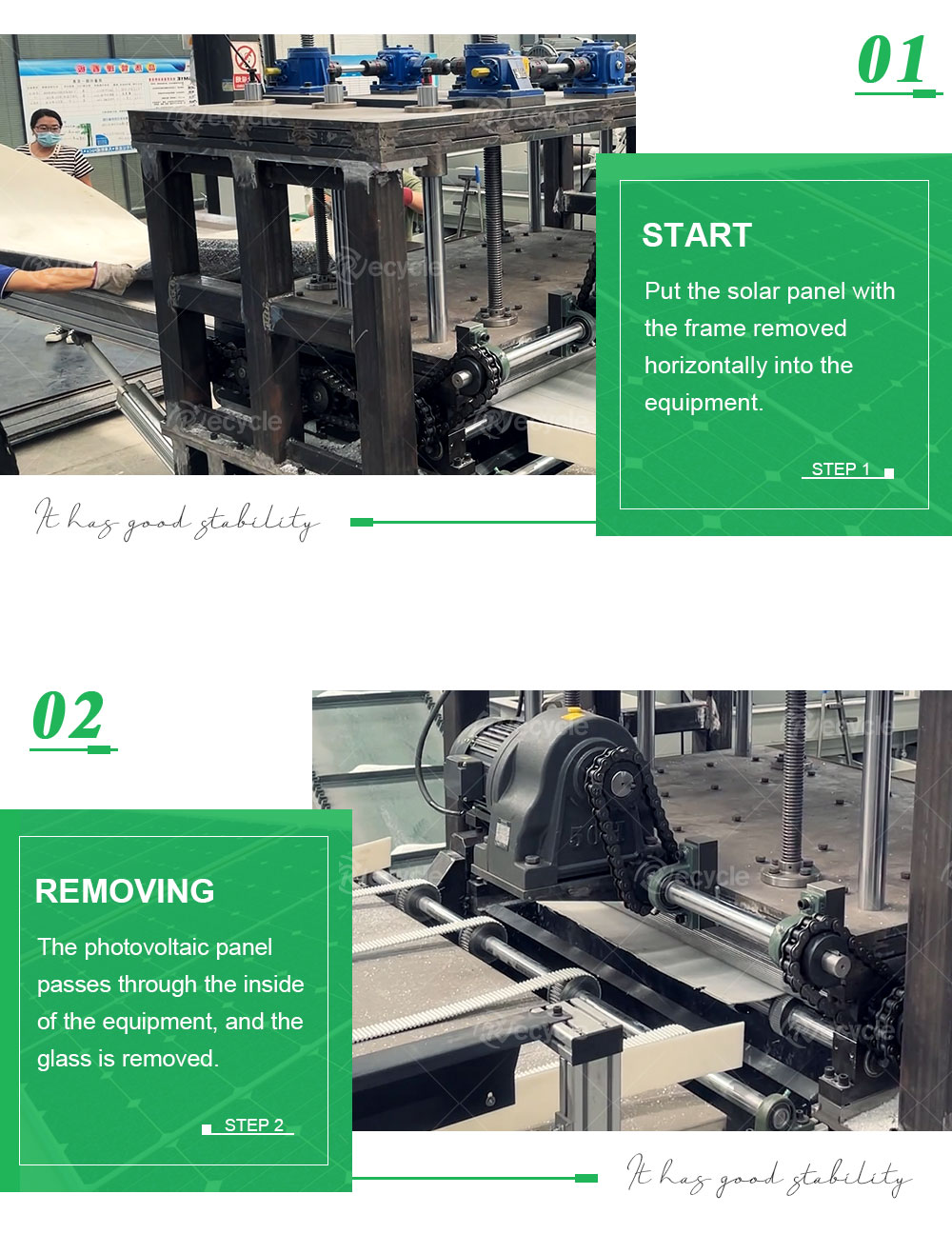 Tech Glass and Plastic Separating Machine for Waste Solar Panels 70-90PCS/Hour Speed