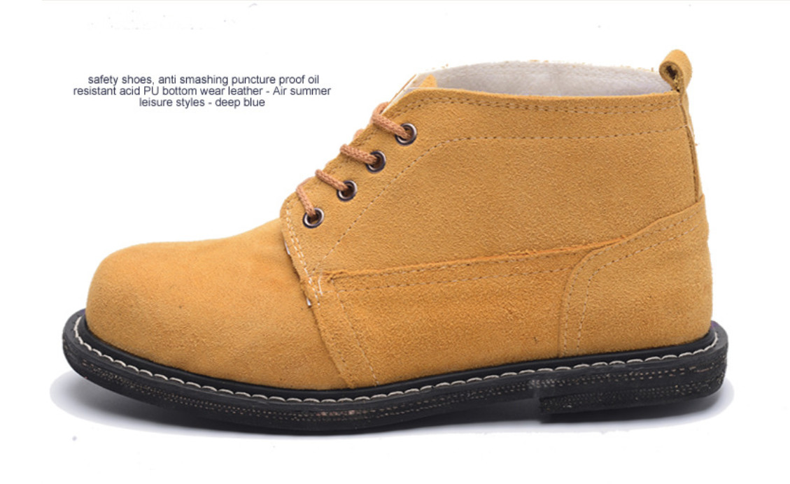 High Top Martin Boots With Tire Bottom Anti-Smashing Steel Toed Suede Leather Welding Safety