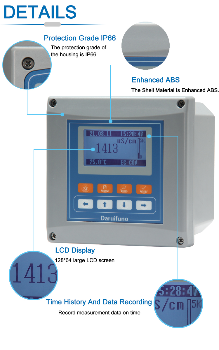 Digital 100～240VAC Conductivity/TDS Controller For Drinking Water Monitoring