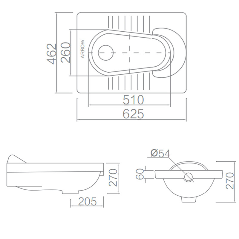 ARROW ALD507CGD Toilet Squatting Pan Back Outlet Flushing