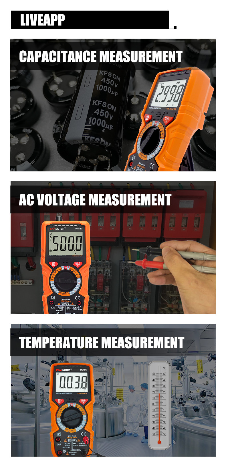 True RMS Digital Multimeter Comprehensive Measurement with Temperature, Capacitance, Frequency, High Safety Device