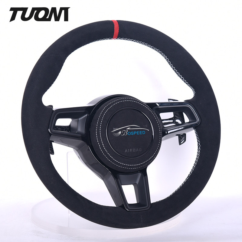 Cayenne Macan 911 Porsche Carbon Fiber Steering Wheel Full Black Alcantara Leather OEM